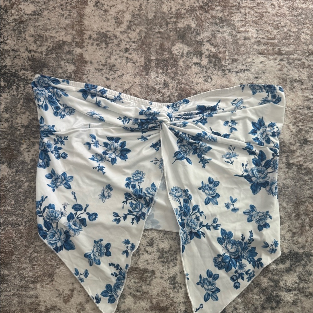 SHEIN Blue Floral Print Wrap